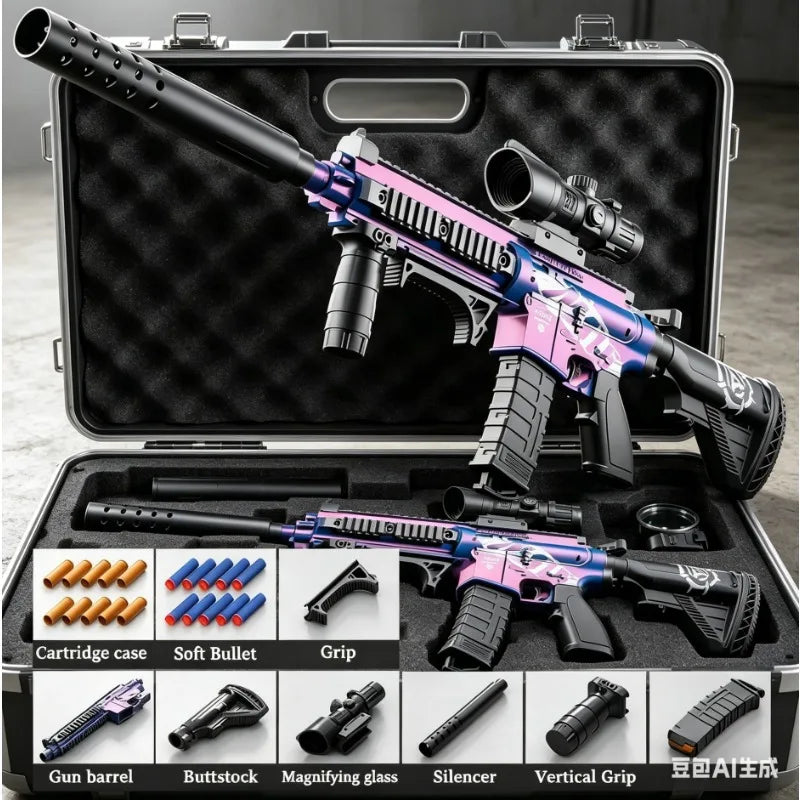 M416 Style Soft Dart Blaster Toy Manual Loaded Foam Dart Blaster Model Christmas Birthday Gift 2026