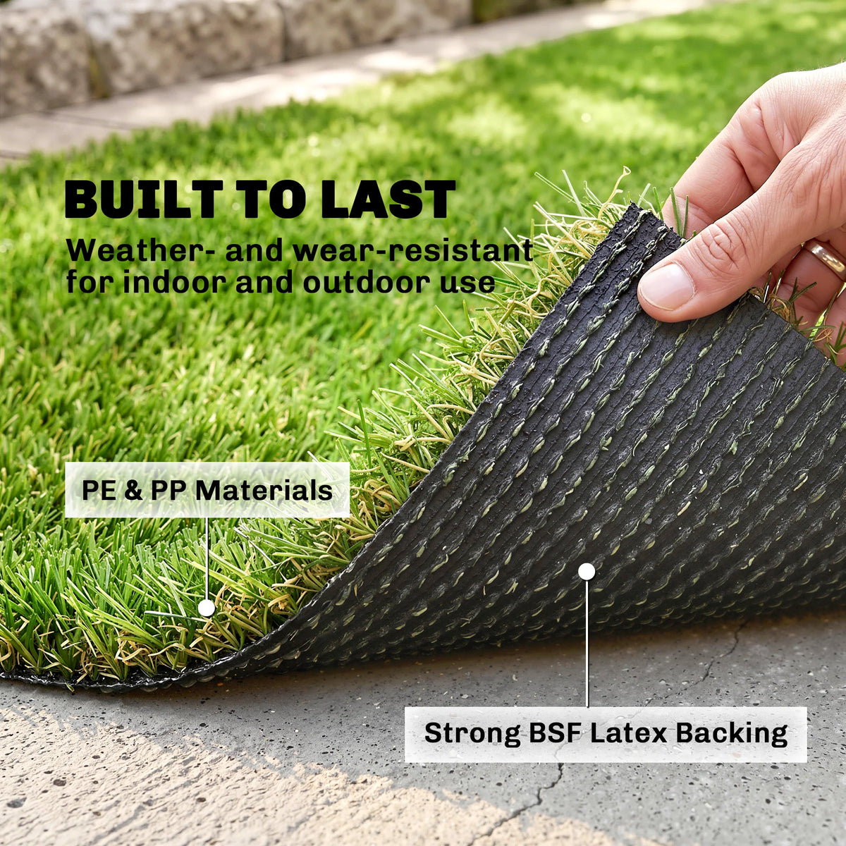 9.8X3.3Ft Artificial Grass Turf Fake Mat Lawn Synthetic Backed Drainage Hole