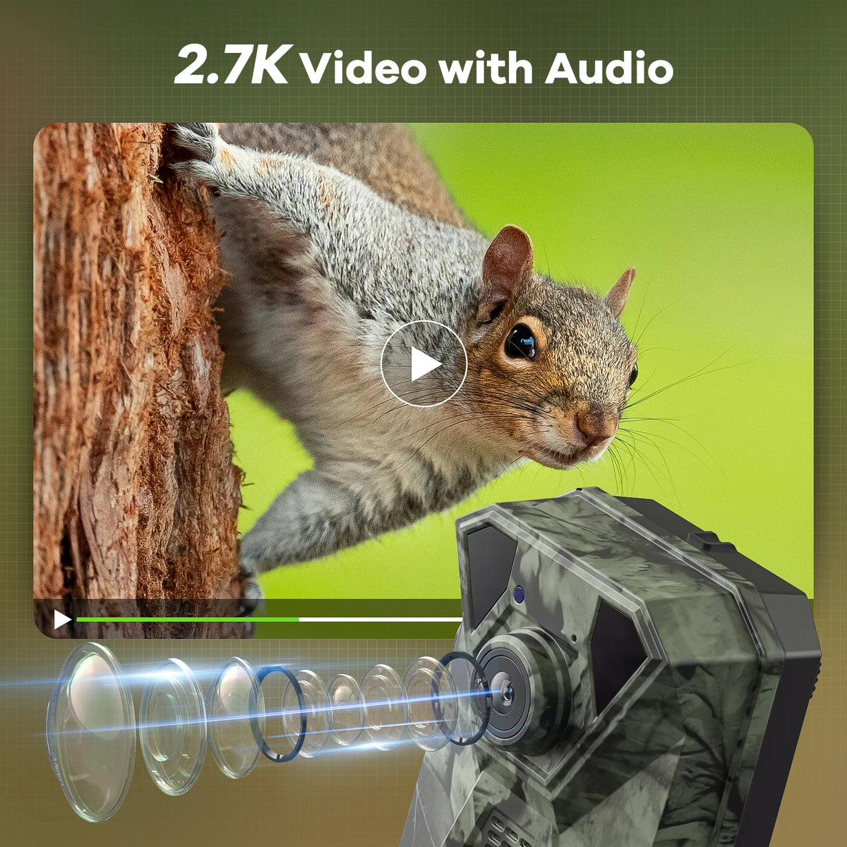 4G LTE Wildlife Camera with App, 2.7K Solar Hunting Trail Camera with SIM Card, Photo Trap Cam, PIR Motion Sensor, Night Vision  NO SD CARD