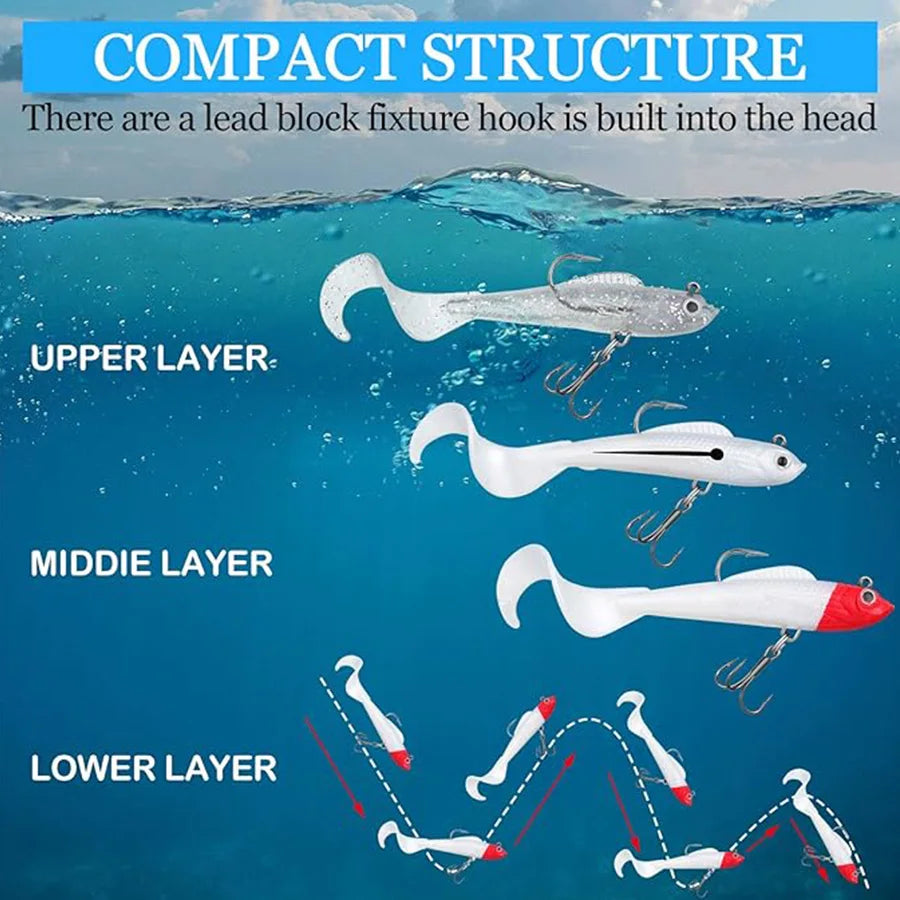 6PCS/BAG Artificial Baits Kit Fishing Tackle Soft Bait Jig Head Wobblers For Sea Bass Spoon Pike Carp Fishing Lures Set Swimbait