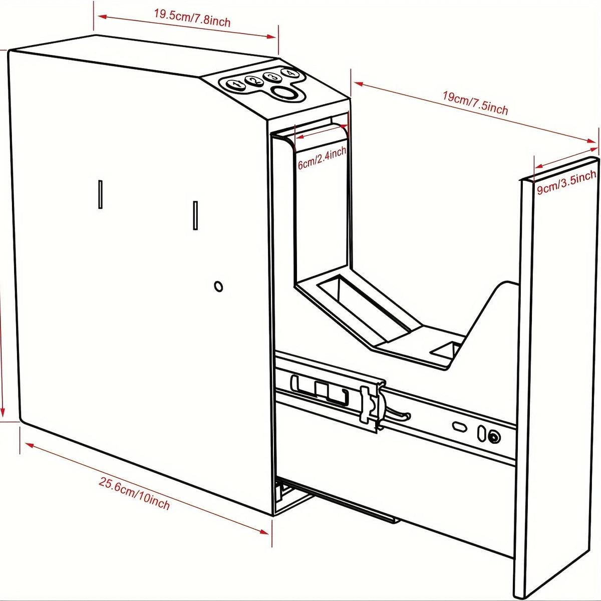Biometric Slider Handgun Gun Safe for Nightstand, Desk, Bed Side,Truck - Auto Sliding Door Fingerprint Hand Gun Safe for Pistol