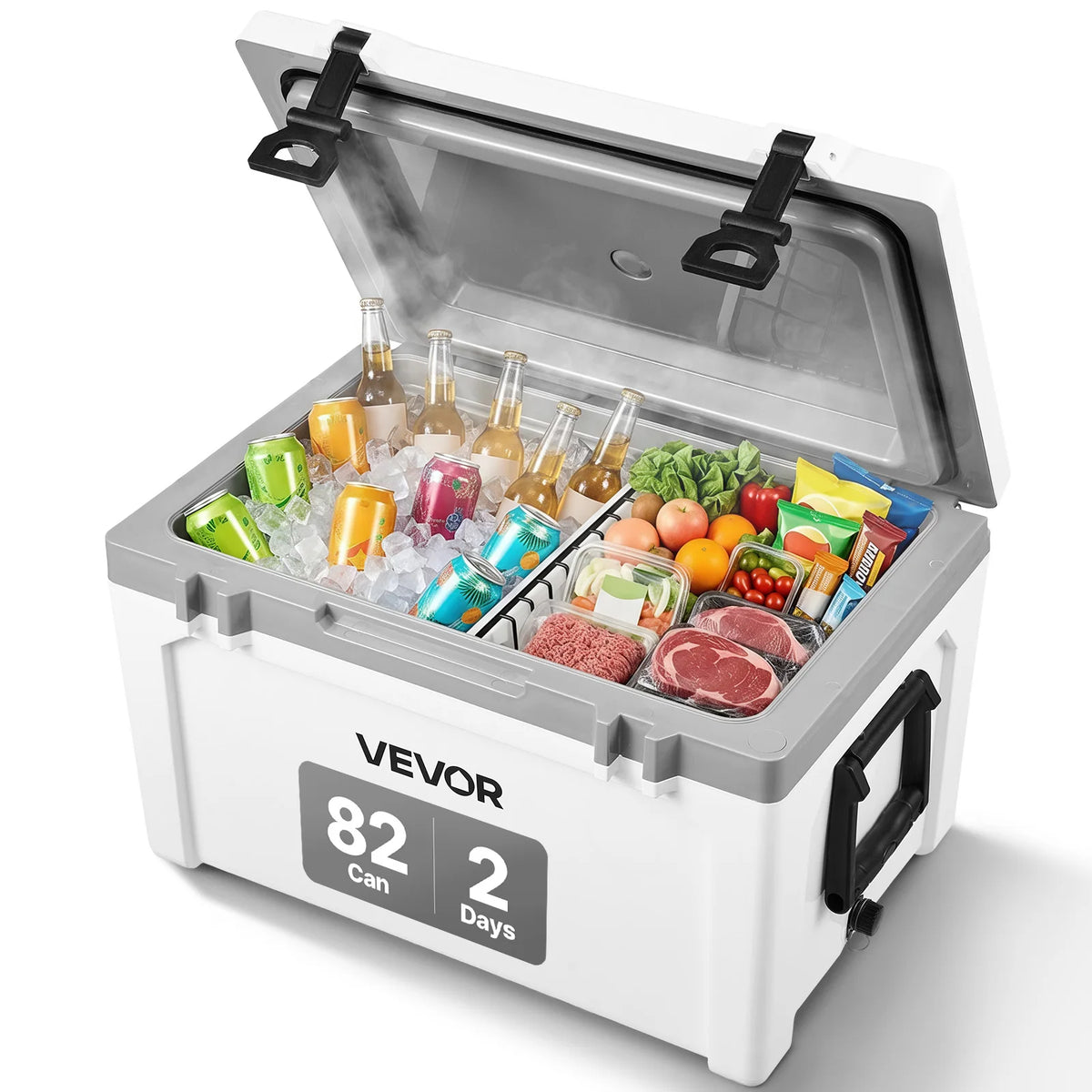 VEVOR 52QT Portable Hard Cooler Fully Insulated Ice Chest Cooling Box Goods Basket for Beach Outdoor Camping Travel