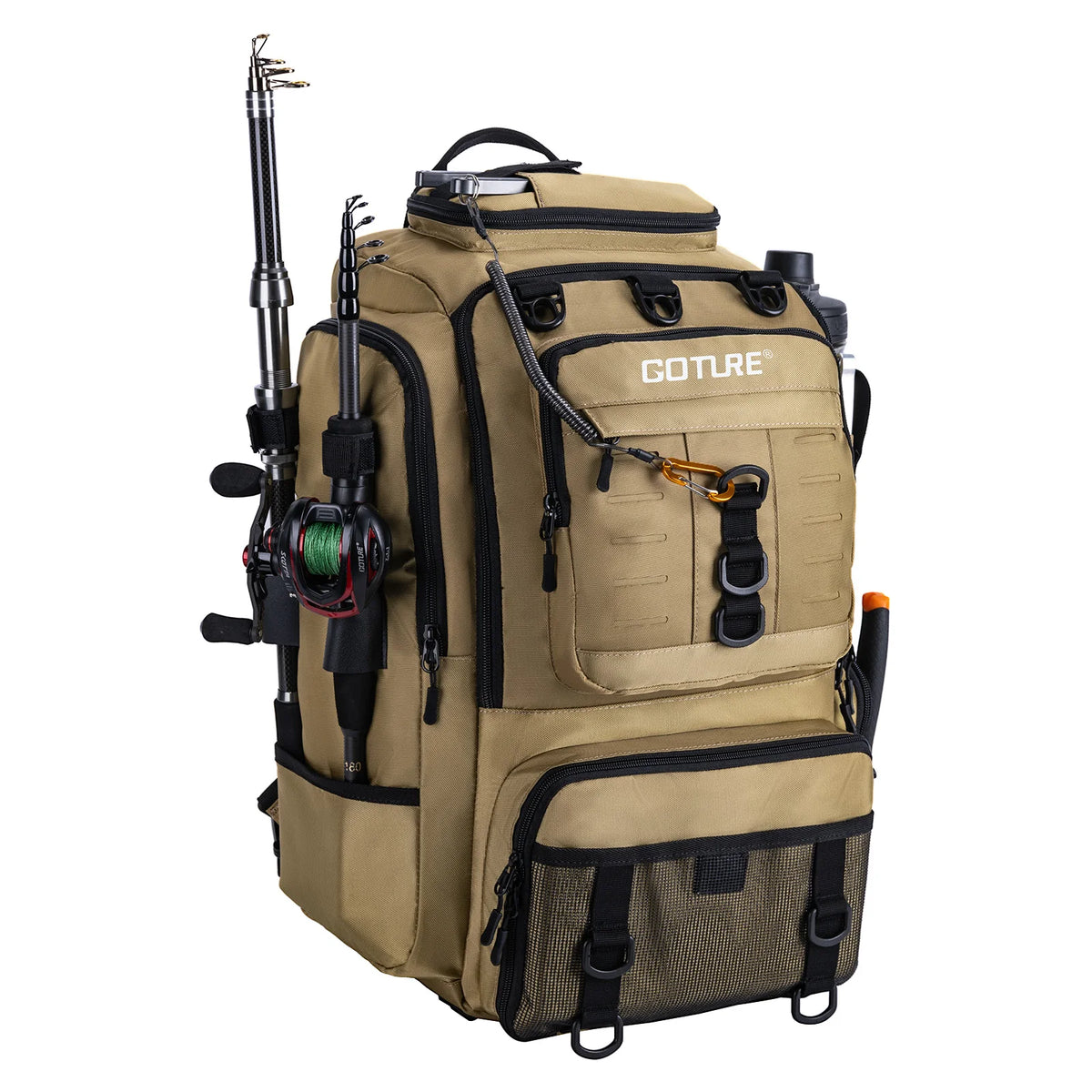 Goture Fishing Backpack 900D Oxford Waterproof Insulated Expandable Tackle Bag 3 Colors SBS Zipper Large Capacity