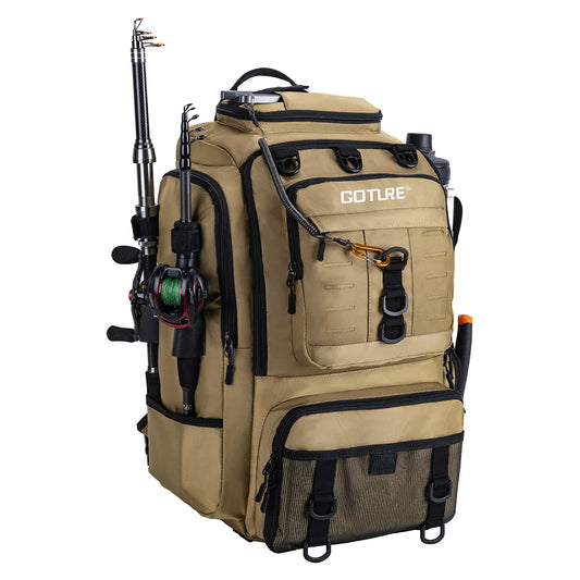 Goture Fishing Backpack 900D Oxford Waterproof Insulated Expandable Tackle Bag 3 Colors SBS Zipper Large Capacity