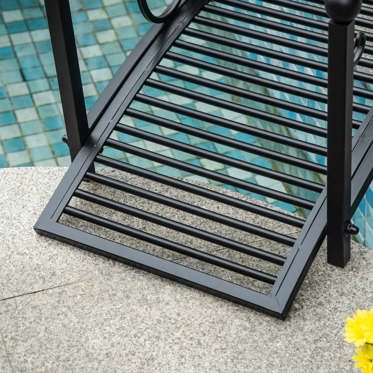 3.3FT Metal Arch Zen Garden Bridge with Safety Siderails Black