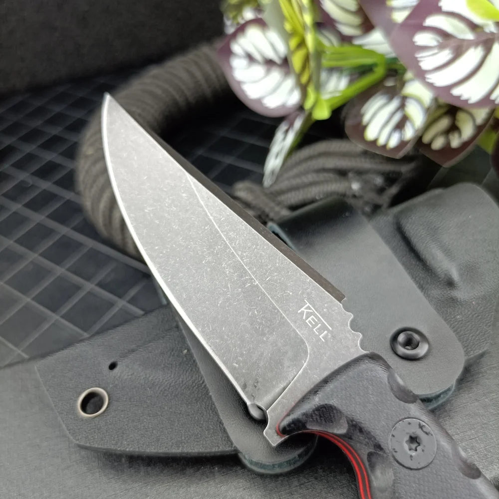 TKELL 003 Knife Multi-functional Wilderness Rescue Tool EDC Straight Knife Cutting Knife Outdoor Camping & Fishing Gear with K Sheath Good Gift Ideas for Festivals