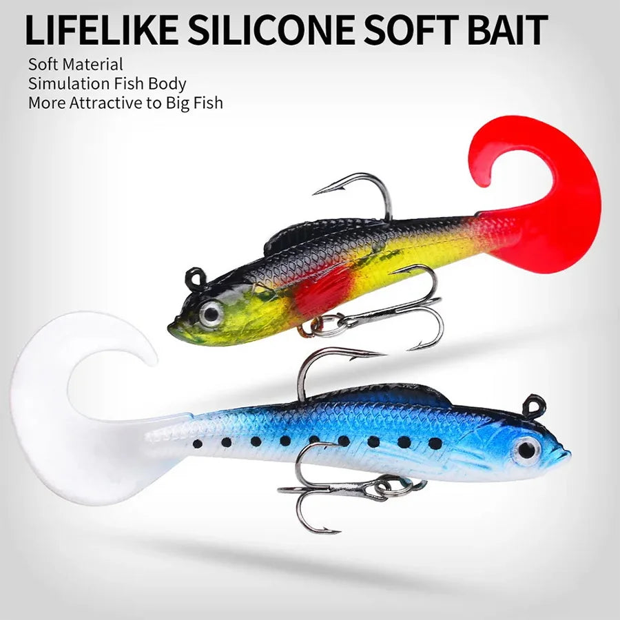 6PCS/BAG Artificial Baits Kit Fishing Tackle Soft Bait Jig Head Wobblers For Sea Bass Spoon Pike Carp Fishing Lures Set Swimbait