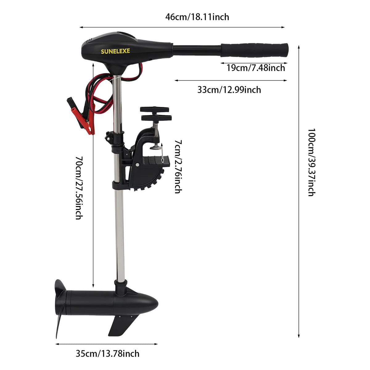 Powerful 40lb Thrust Electric Trolling Motor, 5 Forward Speeds, Adjustable & Durable for Fishing & Inflatable Boats