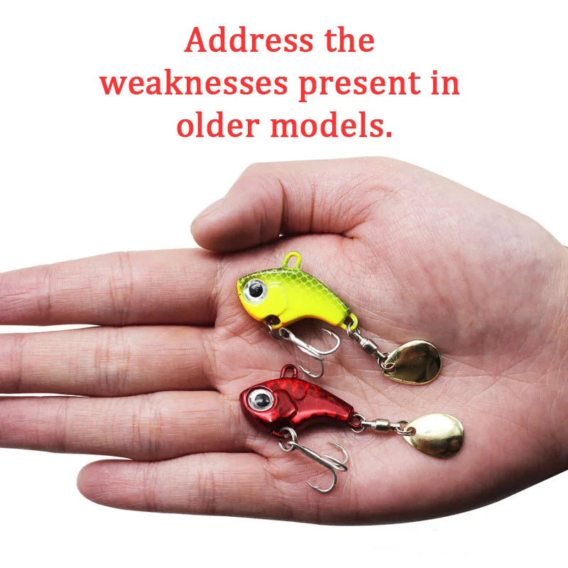 A Set of 5 Hard-Metal Lure Fishing Games, Rotating Spoon VIB, Artificial Bait for Catching Bass, Suitable for Both Freshwater an