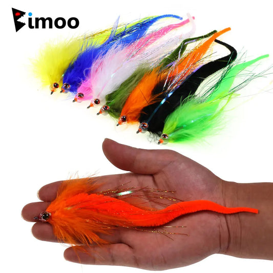 1/2PCS~ 8PCS 2/0 Dragon Tail Pike Streamers Bass Pike Muskie Fishing Lure Fly Saltwater Baitfish Big Fishing Dragontail Flies