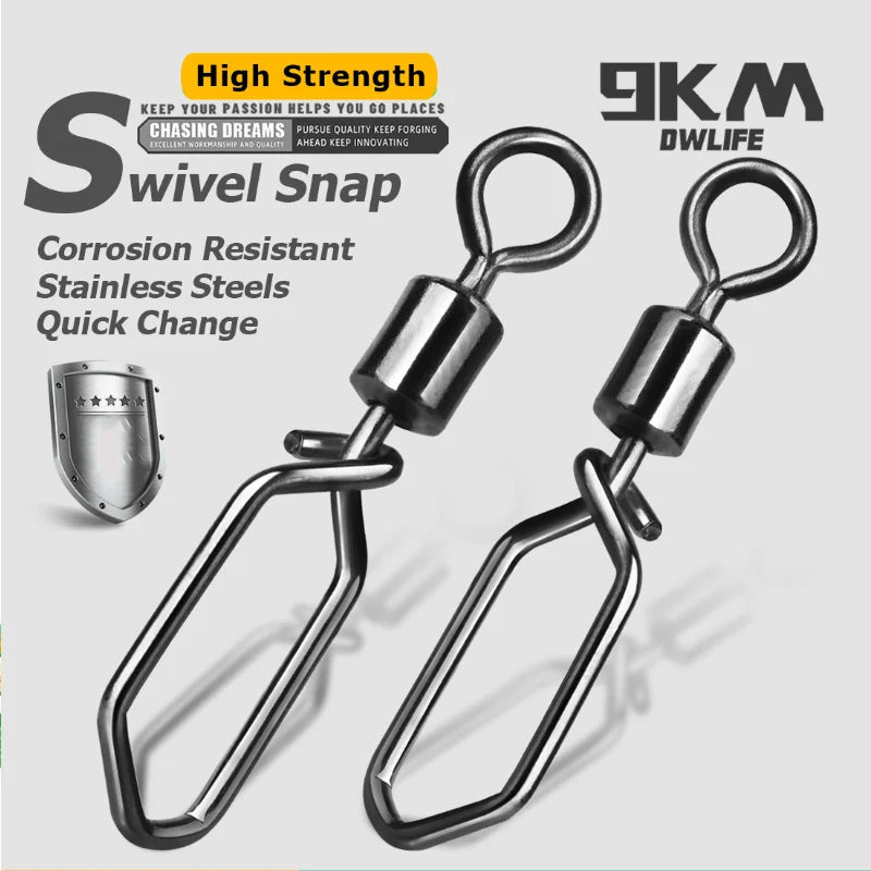 Fishing Swivels Snap 25~100Pcs Fishing Rolling Swivel Interlock Clip Barrel Swivel Snap Lure Line Connector Saltwater Freshwater
