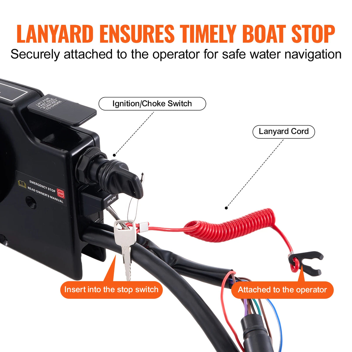 SucceBuy Boat Throttle Control Side Mounted Outboard Remote Box for Mercury PT 4Stroke Marine Power Trim Switch Harness Lanyard