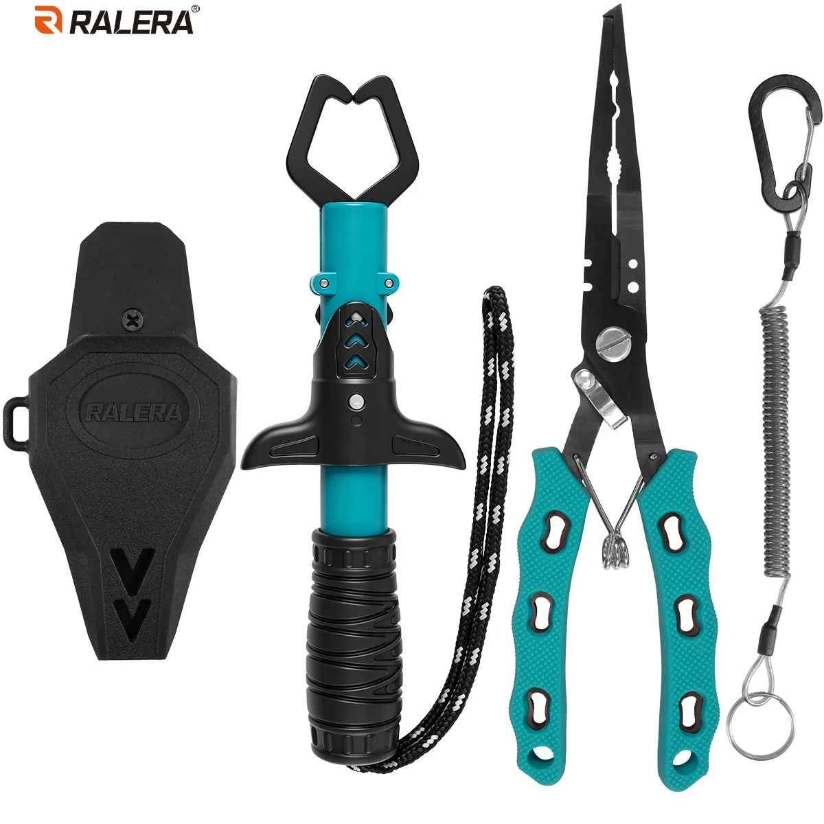 RALERA Saltwater Resistant Fishing Gear Tackle Kit: Fillet Knife, Fish Lip Gripper, Split Ring Fishing Pliers, Fishing Gifts for