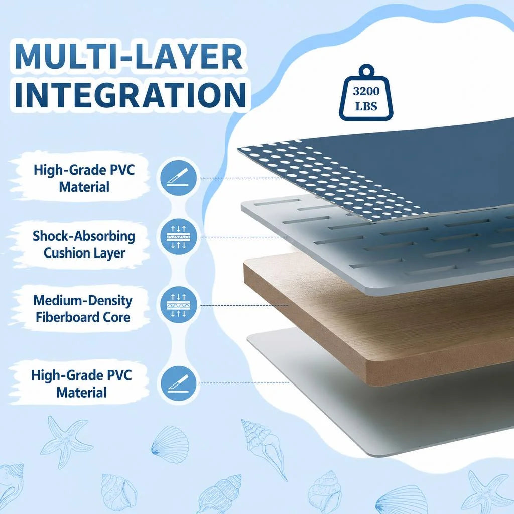 Non-Inflatable Foldable Swimming Pool 2.6/3M Multi-Layer Thick Wearproof PVC Family Pool with Dual Fast Drain Portable Outdoor Backyard Tub for Kids Adults