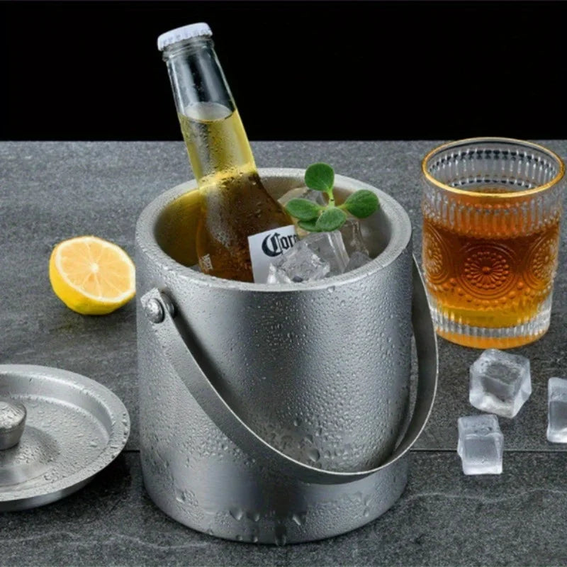 1Pc 1.6L/2L/3L Stainless Steel Insulated Ice Bucket Wine Beer Champagne KTV Party Cooler