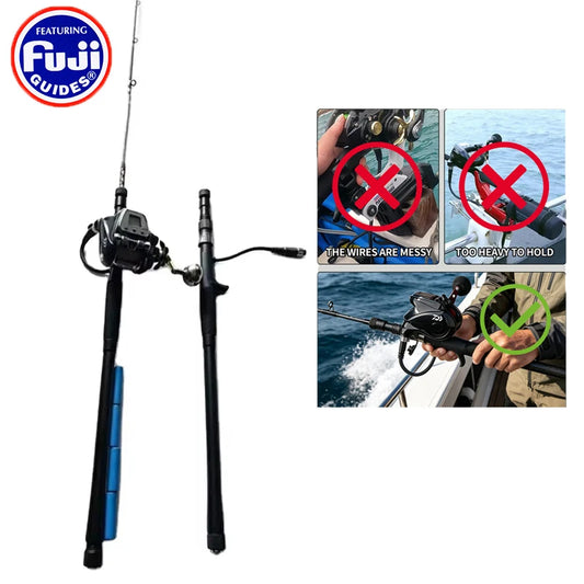 Electric Reel Charging Built-in Lithium Battery Fuji Seat 5 Dia PC Lock Aluminum Alloy Rod Tip Lure Boat Jigging Fishing Rod