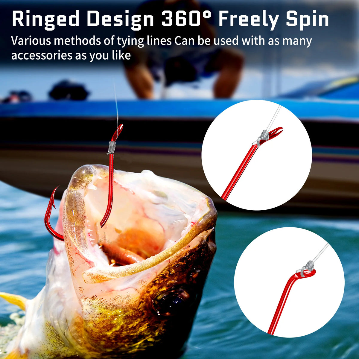 FishTrip Red Octopus Hooks 50-100PCS Circle Hook Offset 2X Strong Live Bait Barbed Carp Hook Saltwater Freshwater Catfish Bass