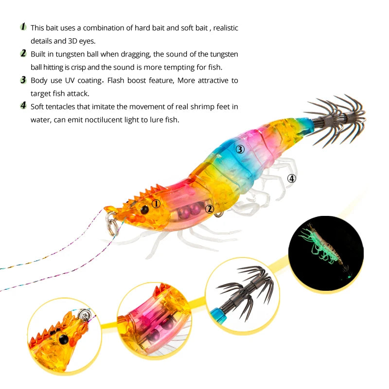 15g Squid Jig Slow Sinking Cuttlefish Egi Lure Artificial Calamar Octopus Bait Fish for Shrimp Hook Sea Fishing Lures