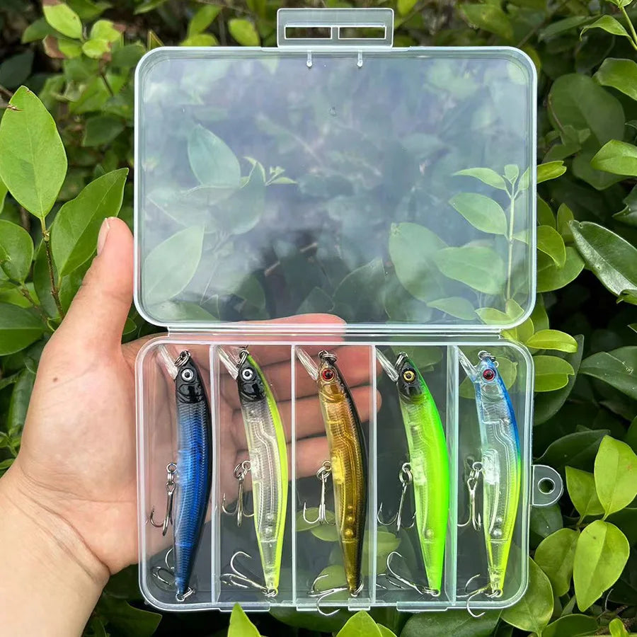 5PCS/box Premium Minnow Crankbait Fishing Lures Kit Bass Fishing Artificial Bait Set For Fishing Tackle JerkBait Bass Pike