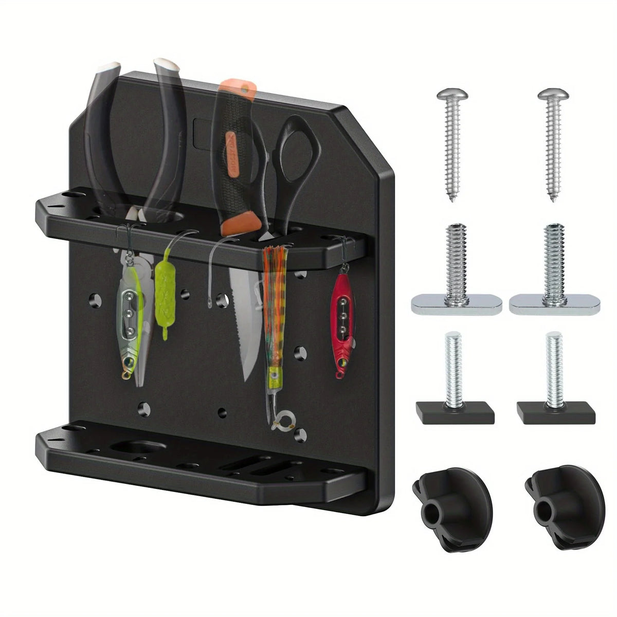 Boat Versatrack Tool Holder Rack, Knife & Plier Organizer with 16 Lure Slots, Marine-Grade Track System for Lund/Ranger