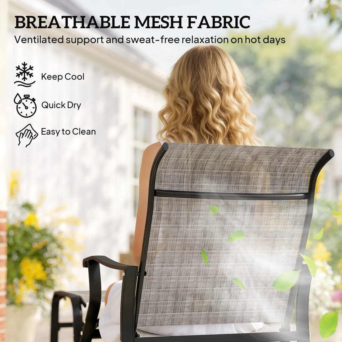Outdoor Glider with Ottoman, High Back Patio Glider Set, Gray