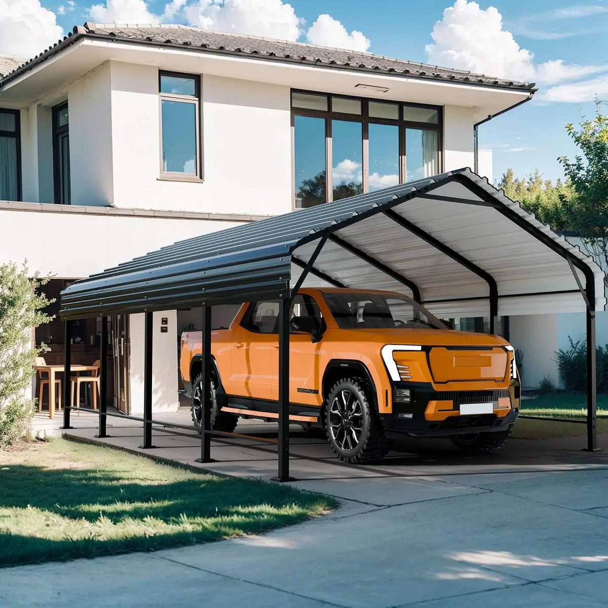 20x20 FT Metal Carport, Oversized Carport Garage with Enhanced Base, Outdoor Galvanized Car Shelter, Heavy Duty, Custom