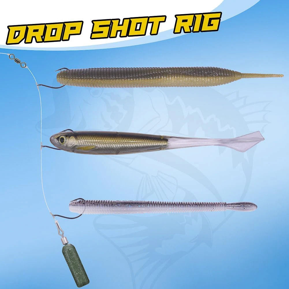 FishTrip 50-200pcs Drop Shot Hooks for Bass Fishing High Carbon Steel Wacky Hook Crank Worm Barbed Hook Fishing Accessories