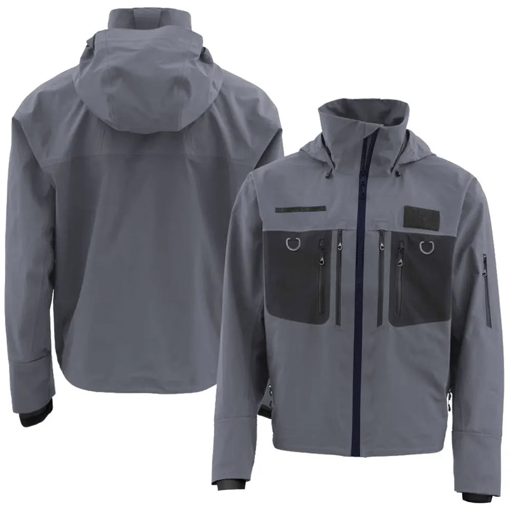 3-Layer Fishing Wading Jacket, Breathable Outdoor Fly Fishing Rain Coat for Men Lightweight Windbreaker with Detachable Hood