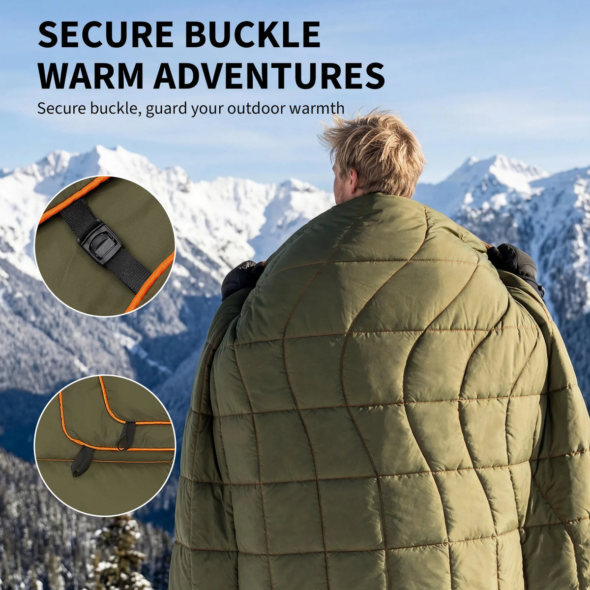 Puffer Camping Blanket, 79"×55" Waterproof Warm Outdoor Blanket, Compact Lightweight Quilted Throw for Cold Weather Traveling Hiking Camping