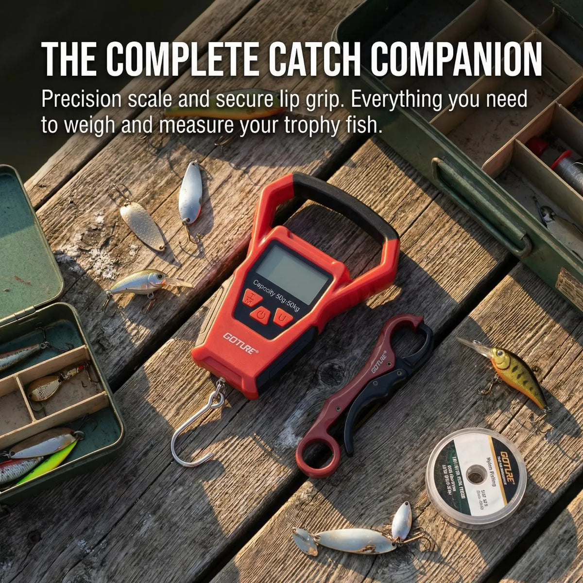 Professional Angling Tool Kit with Electronic Fish Scale, Fish Lip Grabber, Fishing Forceps, Fishing Shears, Multi‑Purpose