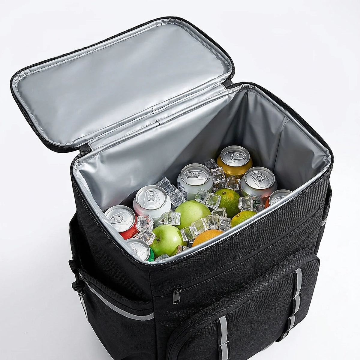 Zoyiancy 41L Insulated Cooler Backpack, Water-Resistant Black Soft Cooler Bag Holds 45 Cans, Large Lunch Backpack with Pockets for Camping, Hiking & Picnics