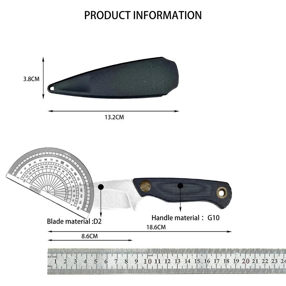 BM 203BT Fixed Blade Knife with Sheath D2 Steel Blade G10 Handle Outdoor EDC Camping Knife Hiking Hunting Survival Tools