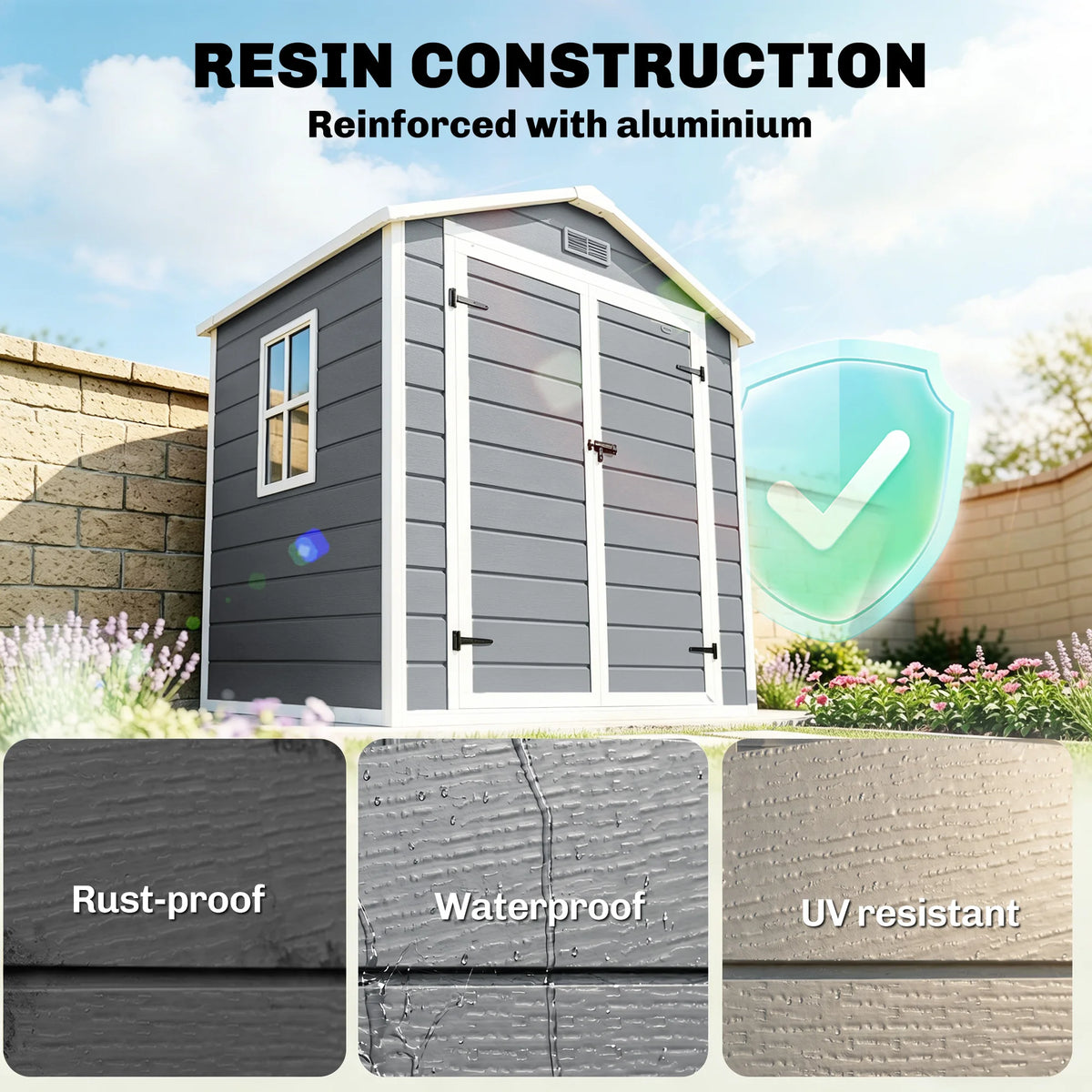 Outdoor Storage Shed 6'x4.5'Garden Shed with Lockable Doors Vent