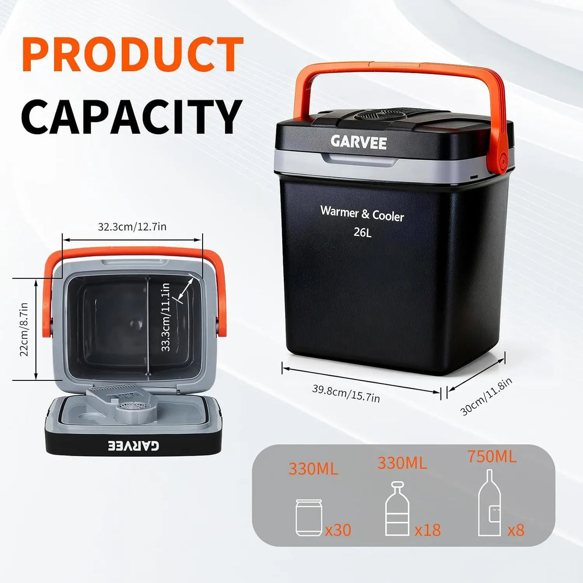 Tacleekii 26L Portable Car Refrigerator Mini Freezer  with Auto-Lock Handle Electric Cooler & Warmer Mini Fridge for RVs, Boats, Camping, Fishing