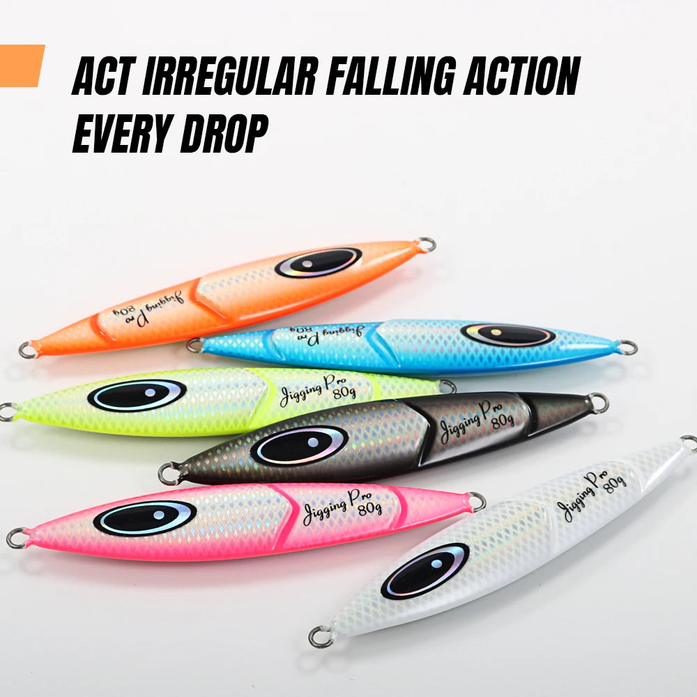 JIGGING PRO Slow Pitch Jigs 80g 100g 120g 150g Cranky Saltwater Shore Jigging Lure Luminous Spoon Metal Jig Fishing Lures