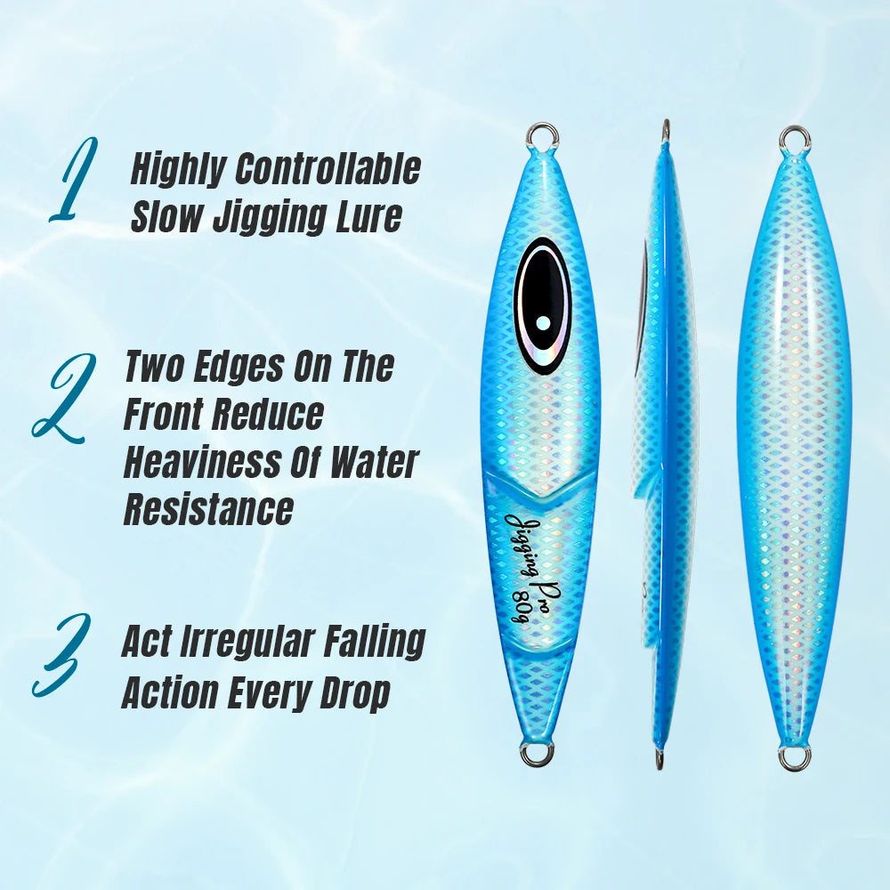JIGGING PRO Slow Pitch Jigs 80g 100g 120g 150g Cranky Saltwater Shore Jigging Lure Luminous Spoon Metal Jig Fishing Lures