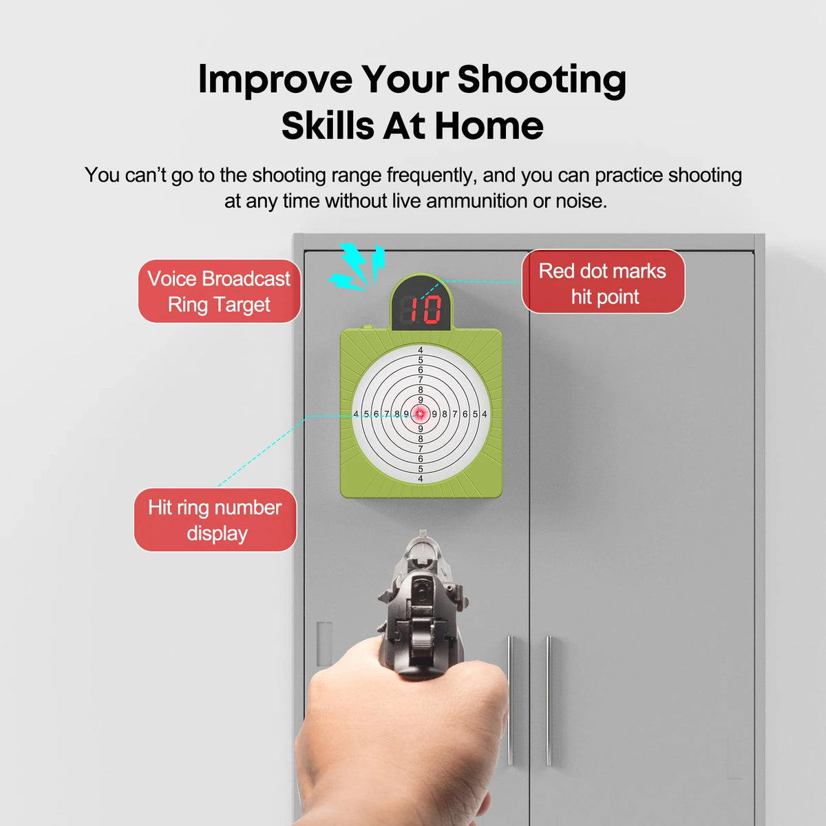Seven-ring intelligent induction target, accurately records every hit, voice broadcast, home shooting training gadget.