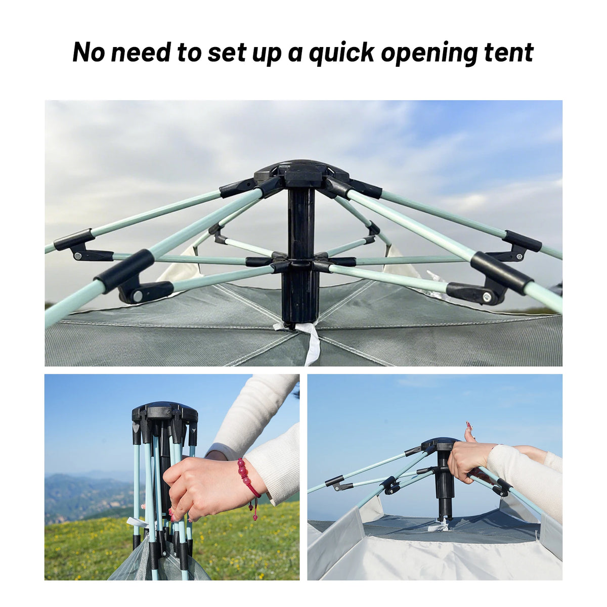 PAKICETUS 2-5 Person Instant Dome Camping Tent, 1 Minute Quick Easy Setup Dual Doors Spacious Lightweight Pop Up Tent, Portable Backpacking Outdoor Travel Tent