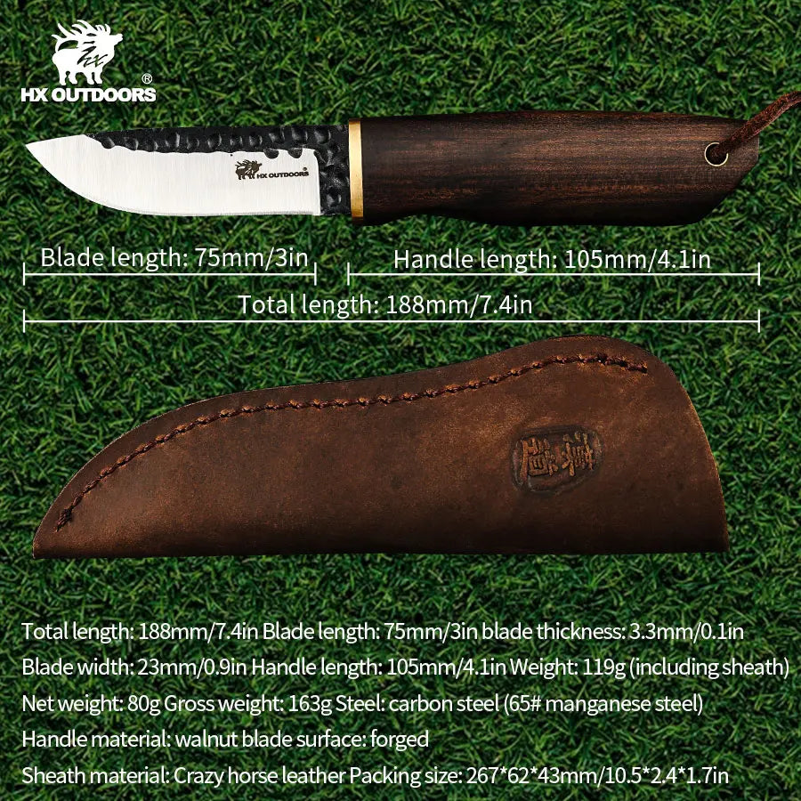HX OUTDOORS Kitchen Nordic High Hardness Forging Small Hunting Knife High Carbon Steel Outdoor Survival Tool Tourist Knife