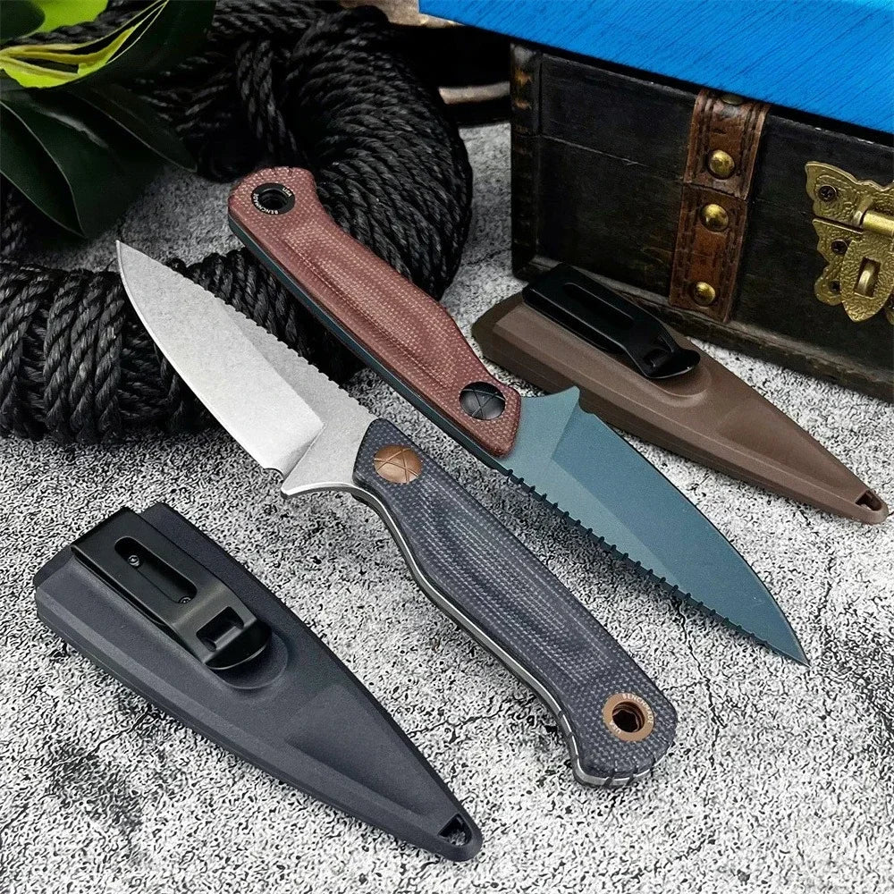 BM 203BT Fixed Blade Knife with Sheath D2 Steel Blade G10 Handle Outdoor EDC Camping Knife Hiking Hunting Survival Tools