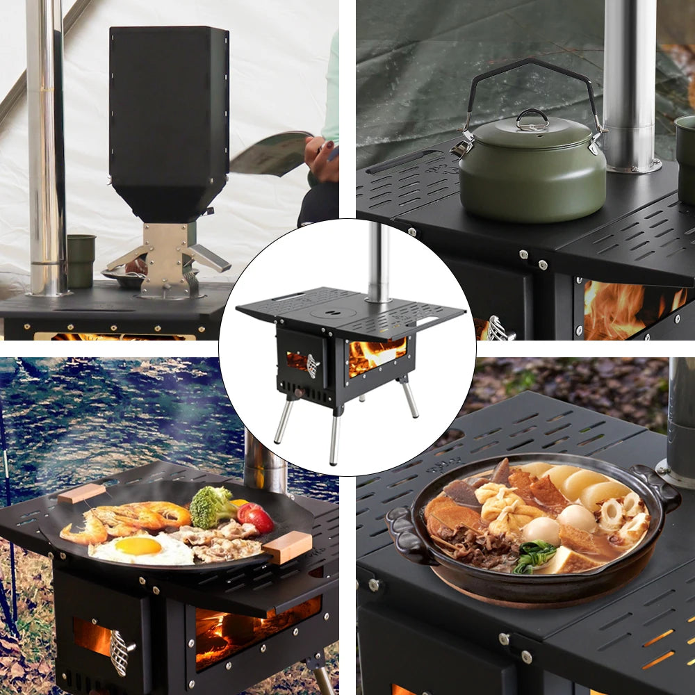 Pellet Burner 16L Storage Capacity Stainless Steel Firewood Stove Outdoor Camping Tent Heating Picnic Cooking