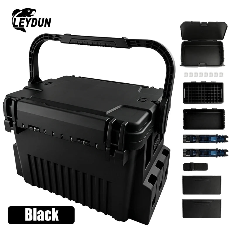 LEYDUN 2026 7000 32L Large Fishing Tackle Box Multifunction Capacity Stand Rod Holder Plastic Egi Box Fishing Boxes