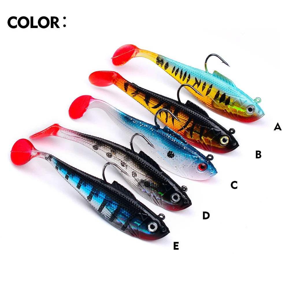 3Pcs Fishing Lure Jig Hook Silicone Soft Bait Set Swimbait 3.6g 9.5g 24.6g Artificial Rubber Baits for Pike Bass