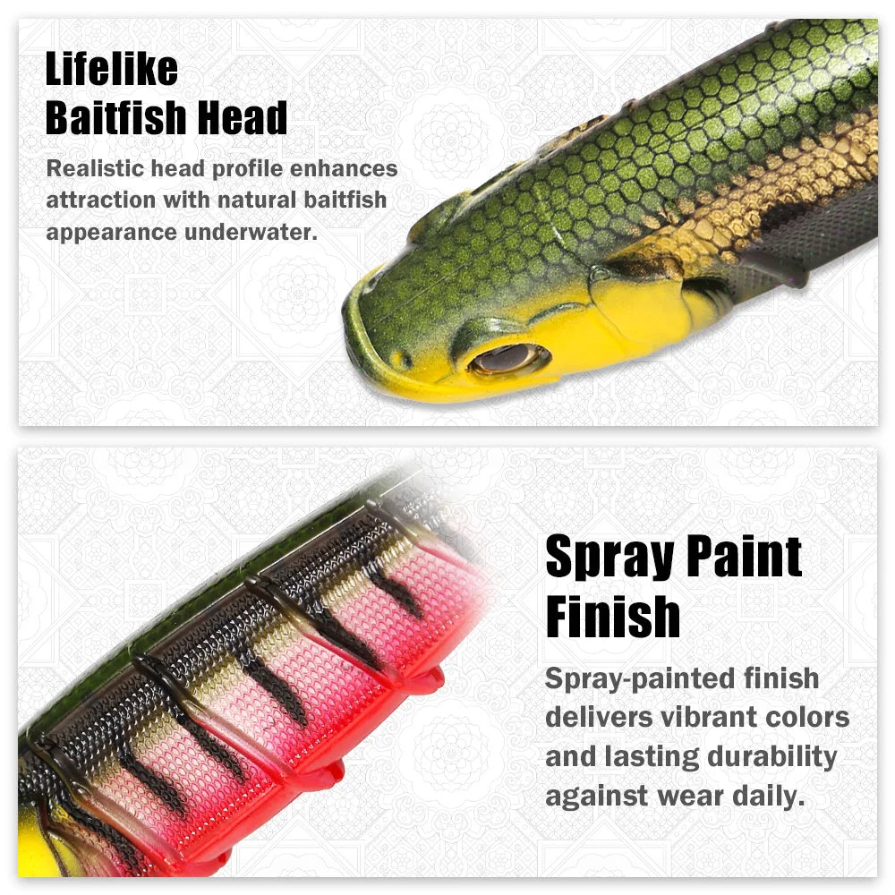 B&U 20cm Curly Tail Soft Fishing Lure Big Swimbait Grub Bait for Pike Musky Muskie Predator Fishing