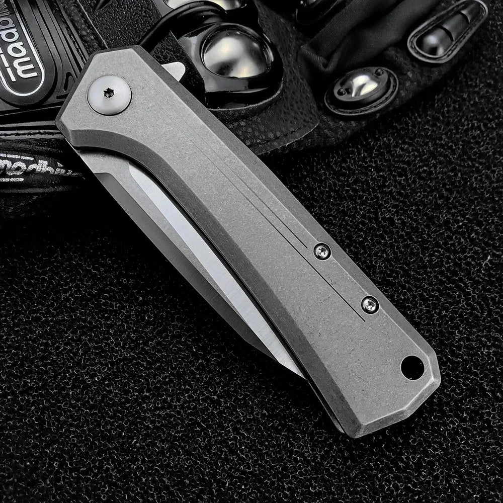 EDC Outdoor Hiking Fishing Folding Knife Camping Wilderness Climbing Knife Deep Clip Flipper Ball Bearing Pocketknife