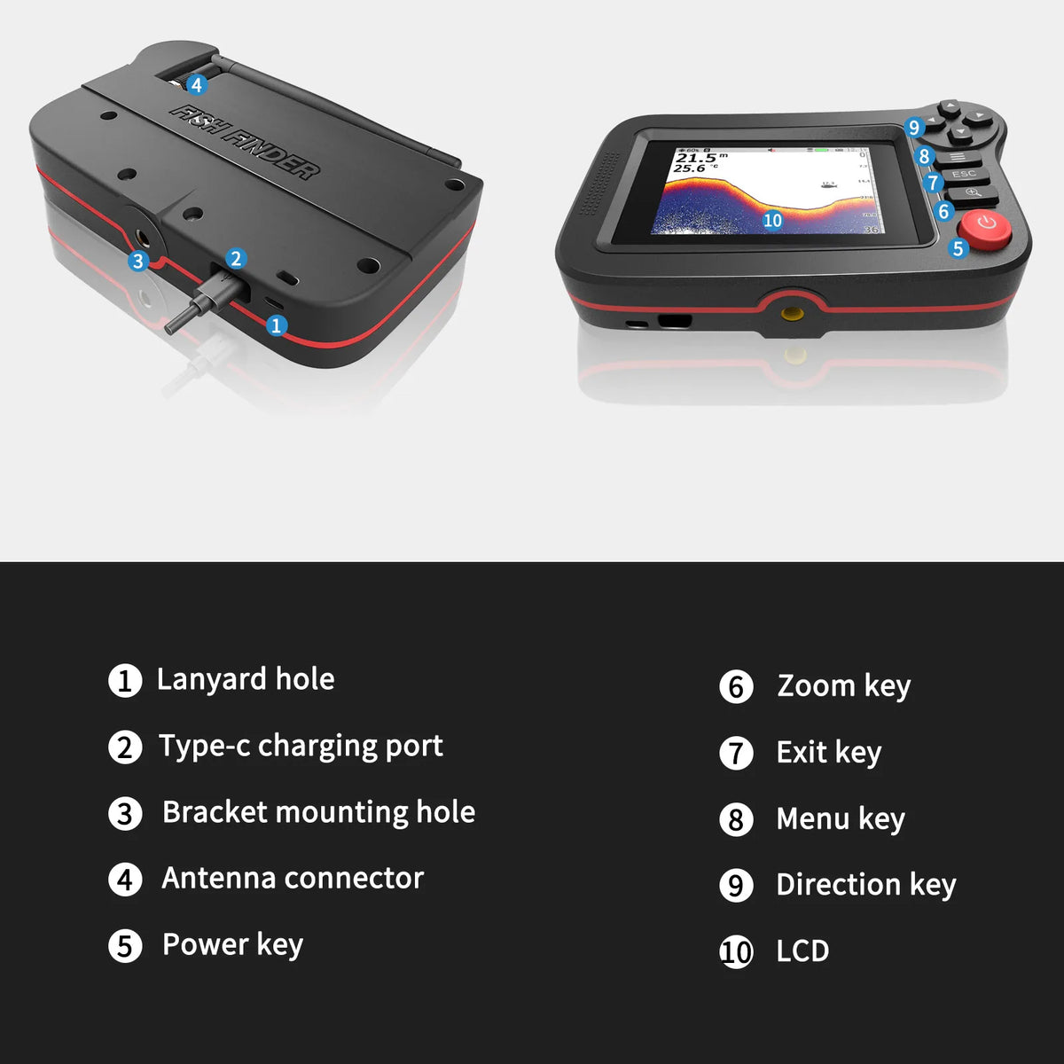 Smart Fish Finder - Portable Fish Finder and Depth Finder For Recreational Fishing From Dock, Shore Or Bank