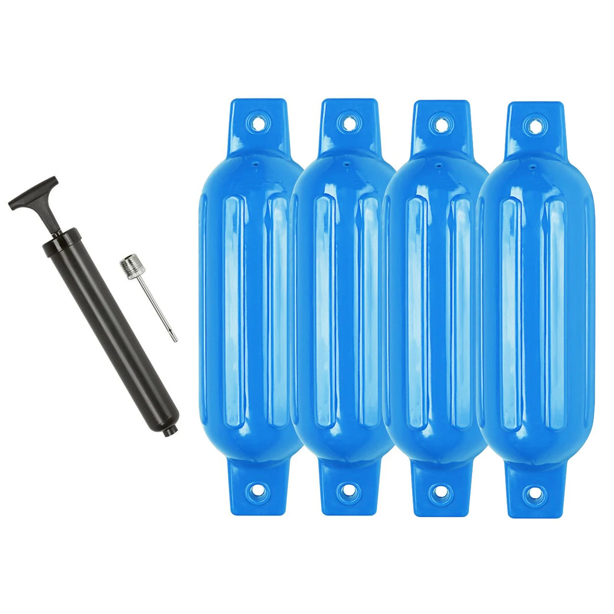 4PCS Ribbed Inflatable Boat Fender 5.5"x20" Vinyl Marine Dock Bumper Protector Blue