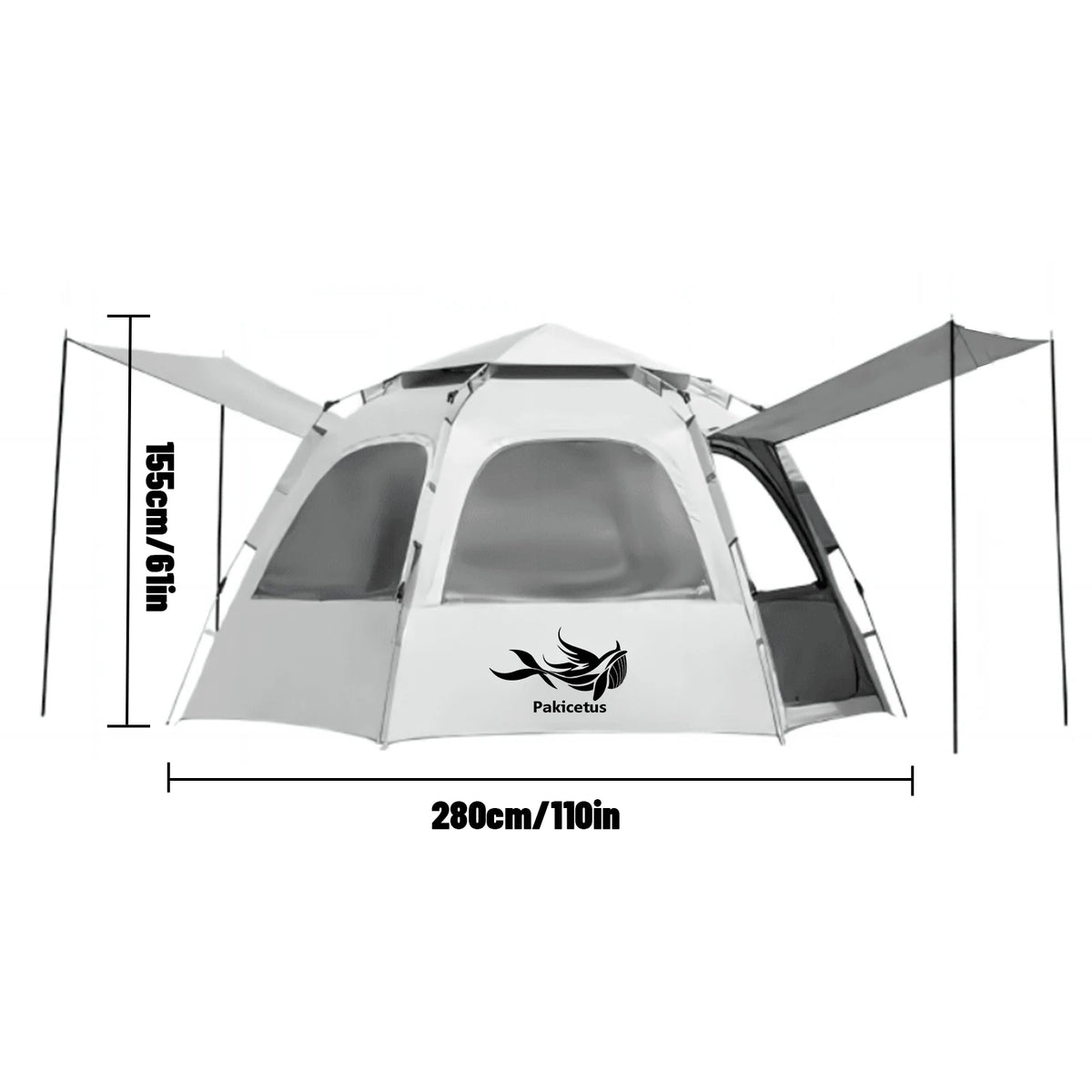 PAKICETUS 2-5 Person Instant Dome Camping Tent, 1 Minute Quick Easy Setup Dual Doors Spacious Lightweight Pop Up Tent, Portable Backpacking Outdoor Travel Tent