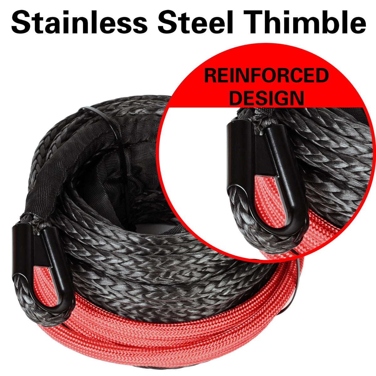 boshili 10mm x 26m 22000LBs Synthetic Winch rope Cable Rope with Black Protecing Sleeve for ATV UTV SUV (black)