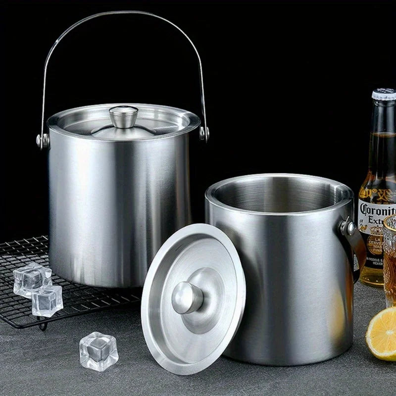 1Pc 1.6L/2L/3L Stainless Steel Insulated Ice Bucket Wine Beer Champagne KTV Party Cooler